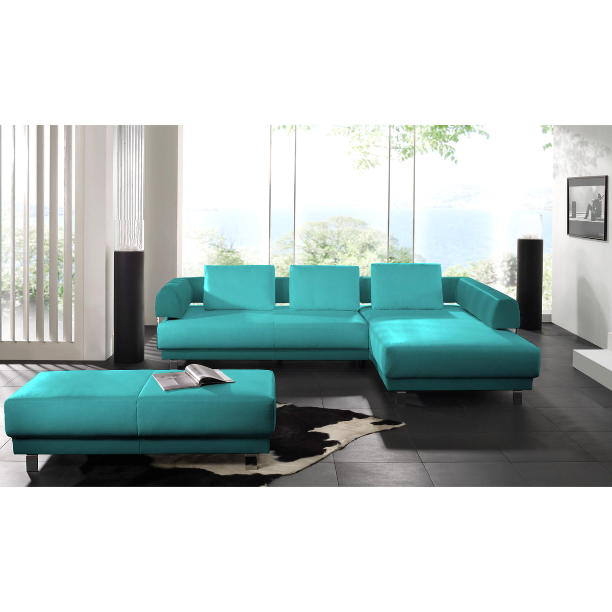 DOLLERO MEDIUM TURQUOISE PLAIN SOFA FABRIC