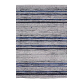 VICTORIA SMOKED BLUE STRIPED HAND MADE CARPET