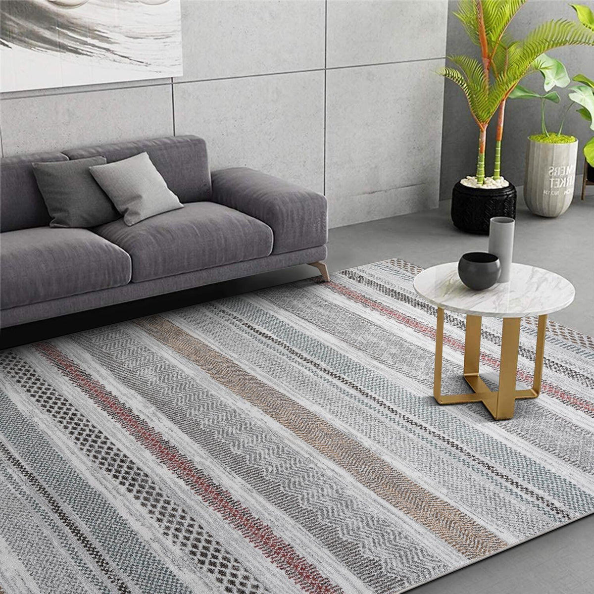 BERLIN GREY STRIPED MODERN CARPET