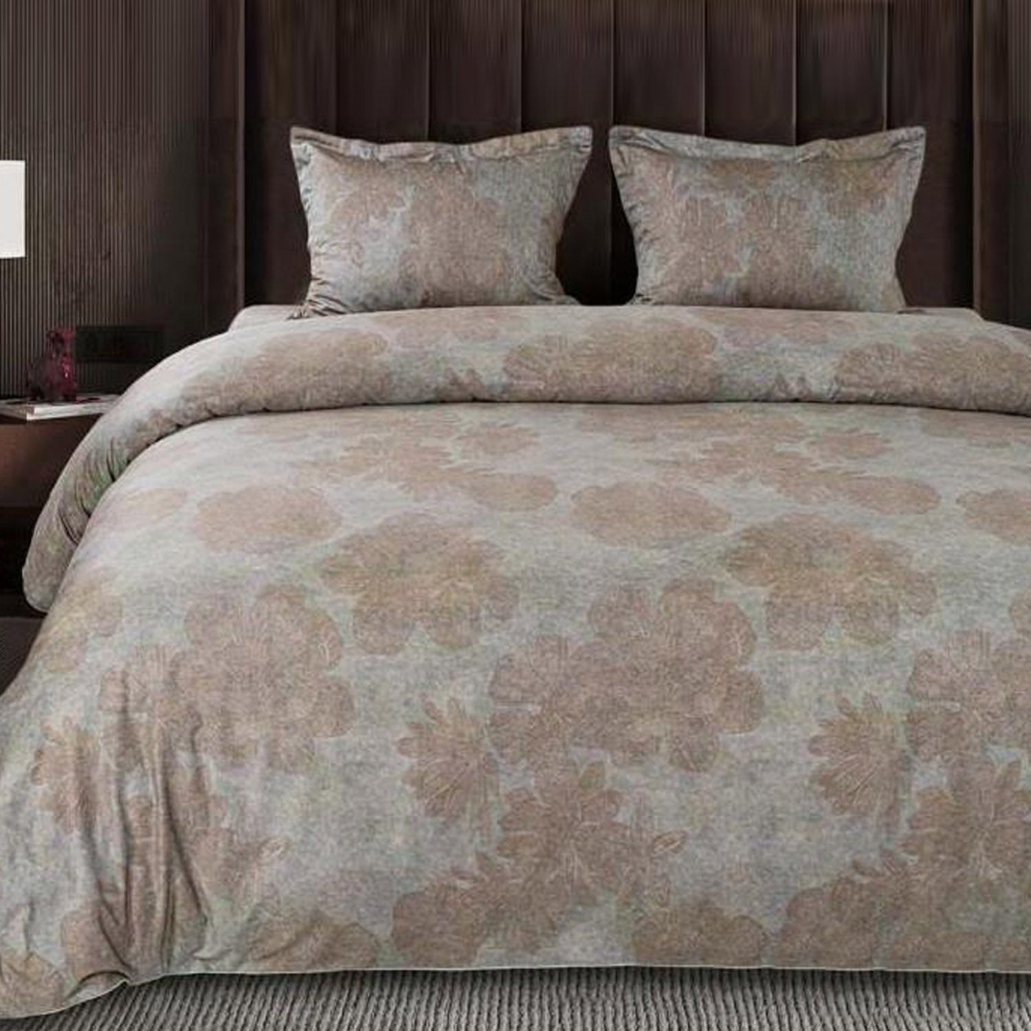 GLOBAL LIVING SG BROWN FLORAL DOUBLE BEDSHEET