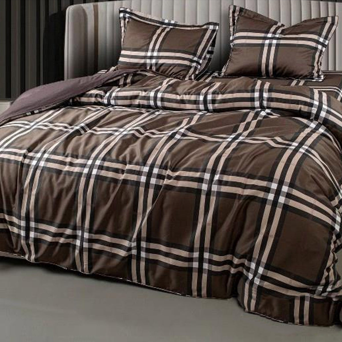 GLOBAL LIVING SG COFFEE STRIPED DOUBLE BEDSHEET