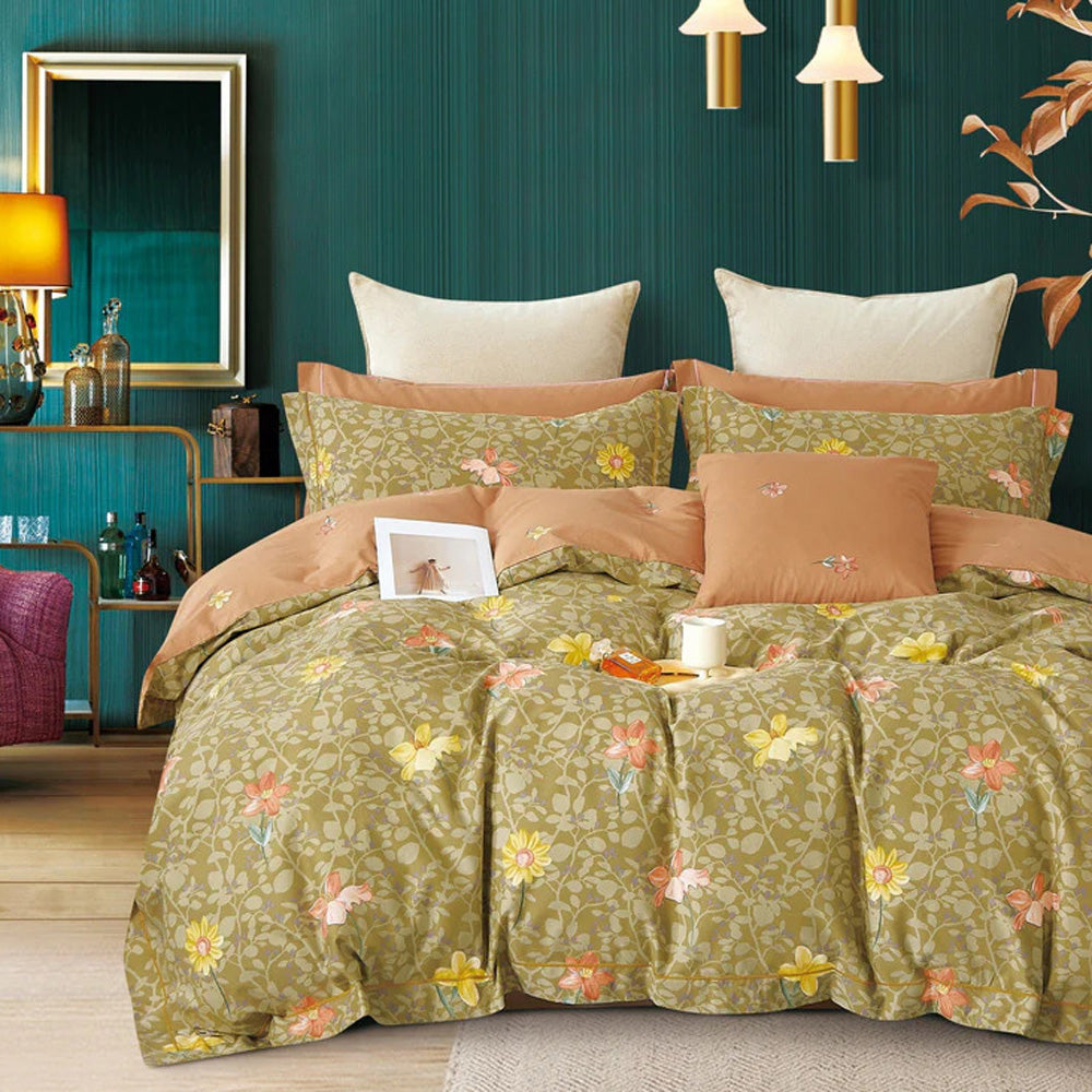 FOUR SEASONS XL GREEN FLORAL DOUBLE BEDSHEET