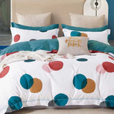 FOUR SEASONS XL WHITE MODERN DOTS DOUBLE BEDSHEET