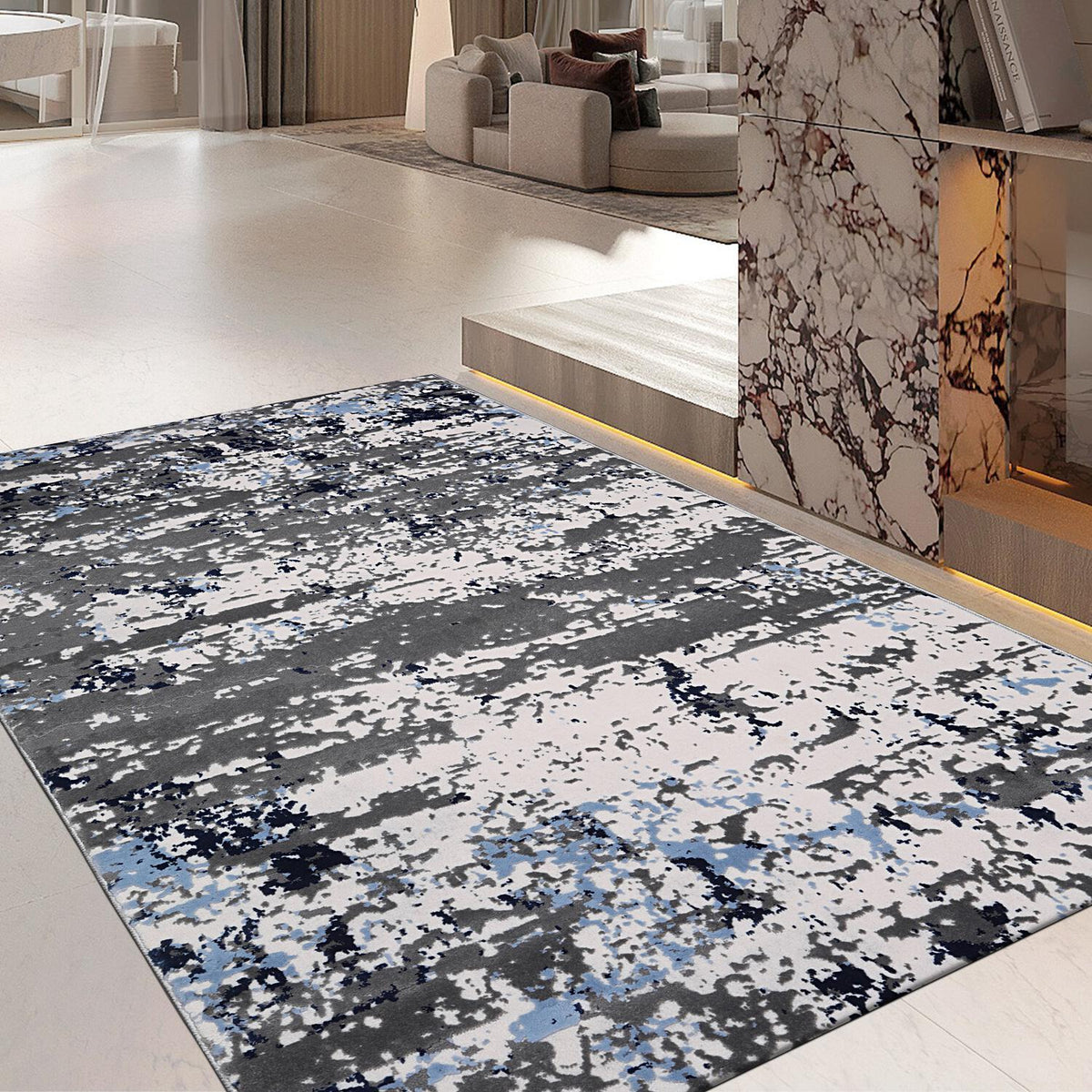 WOVEN SPREAD BLUE GREY ART DESIGN CARPET