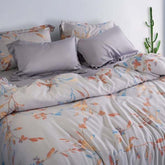 TENCEL GRAY COLOURFUL LEAFS DOUBLE BEDSHEET