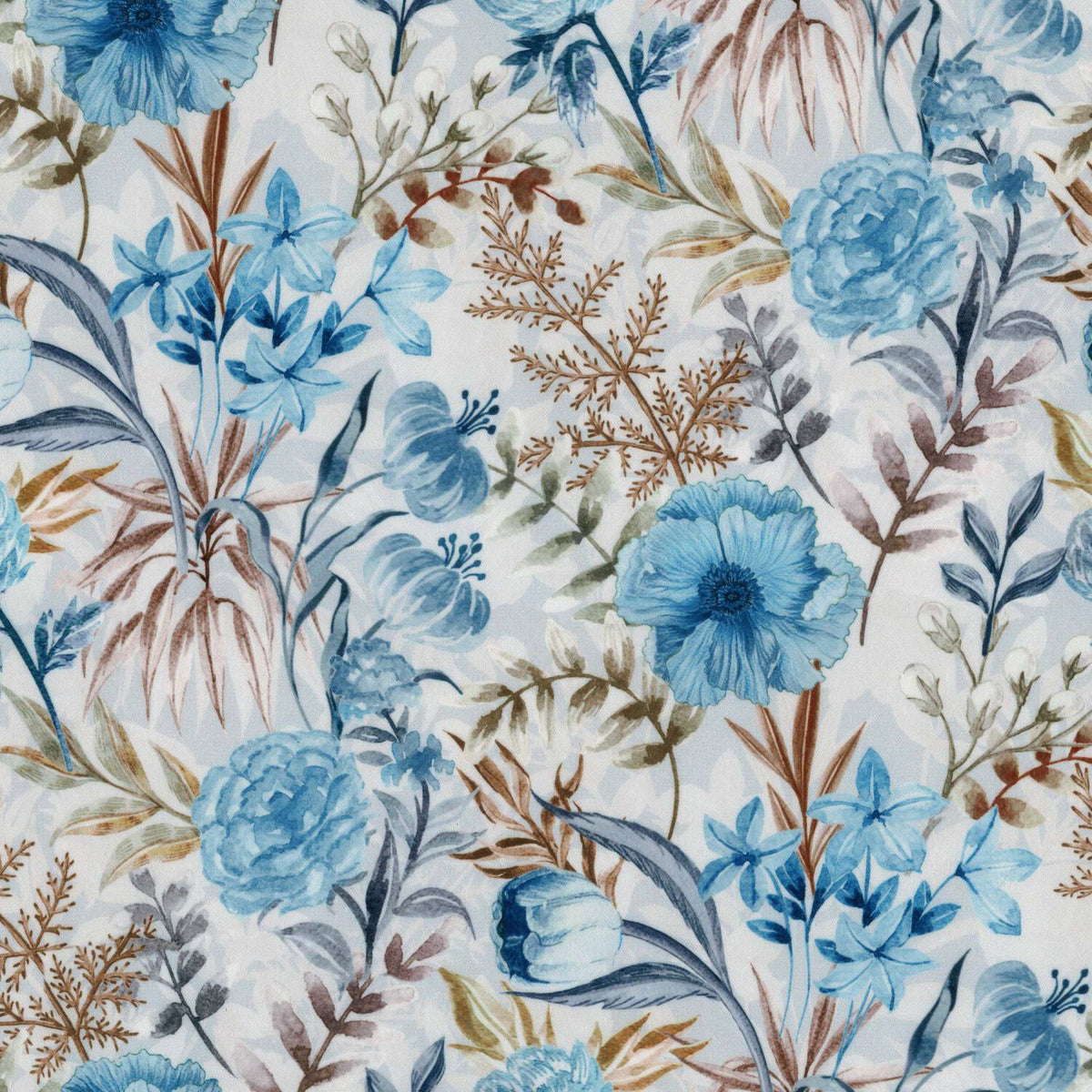 COOP KRAFT BLUE FLORAL CURTAIN FABRIC