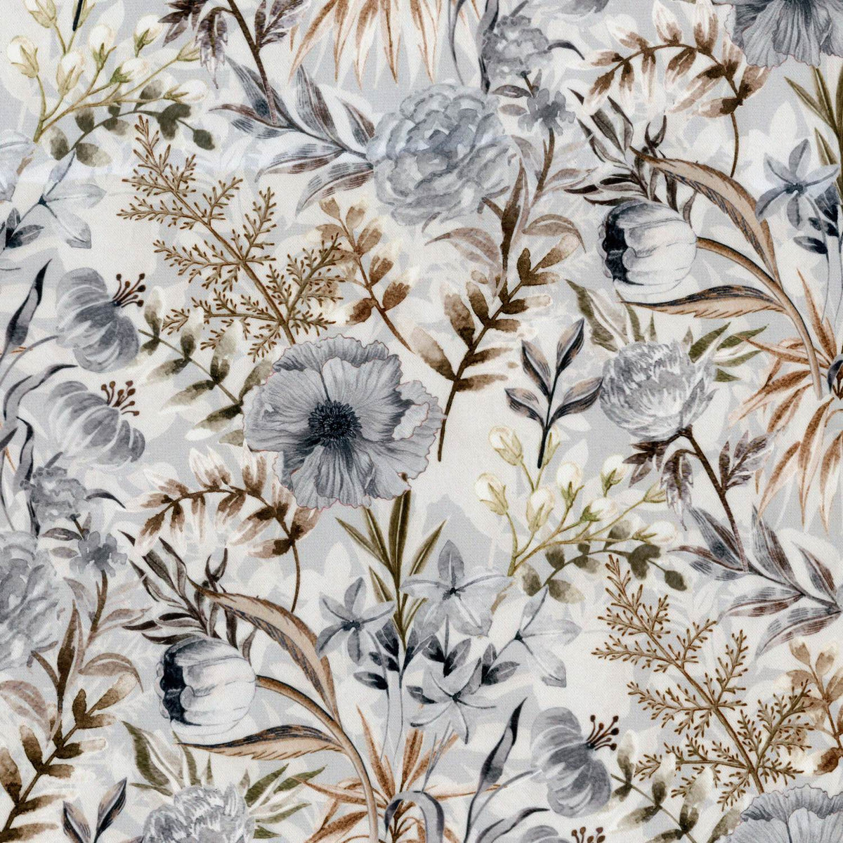 COOP KRAFT GREY FLORAL CURTAIN FABRIC