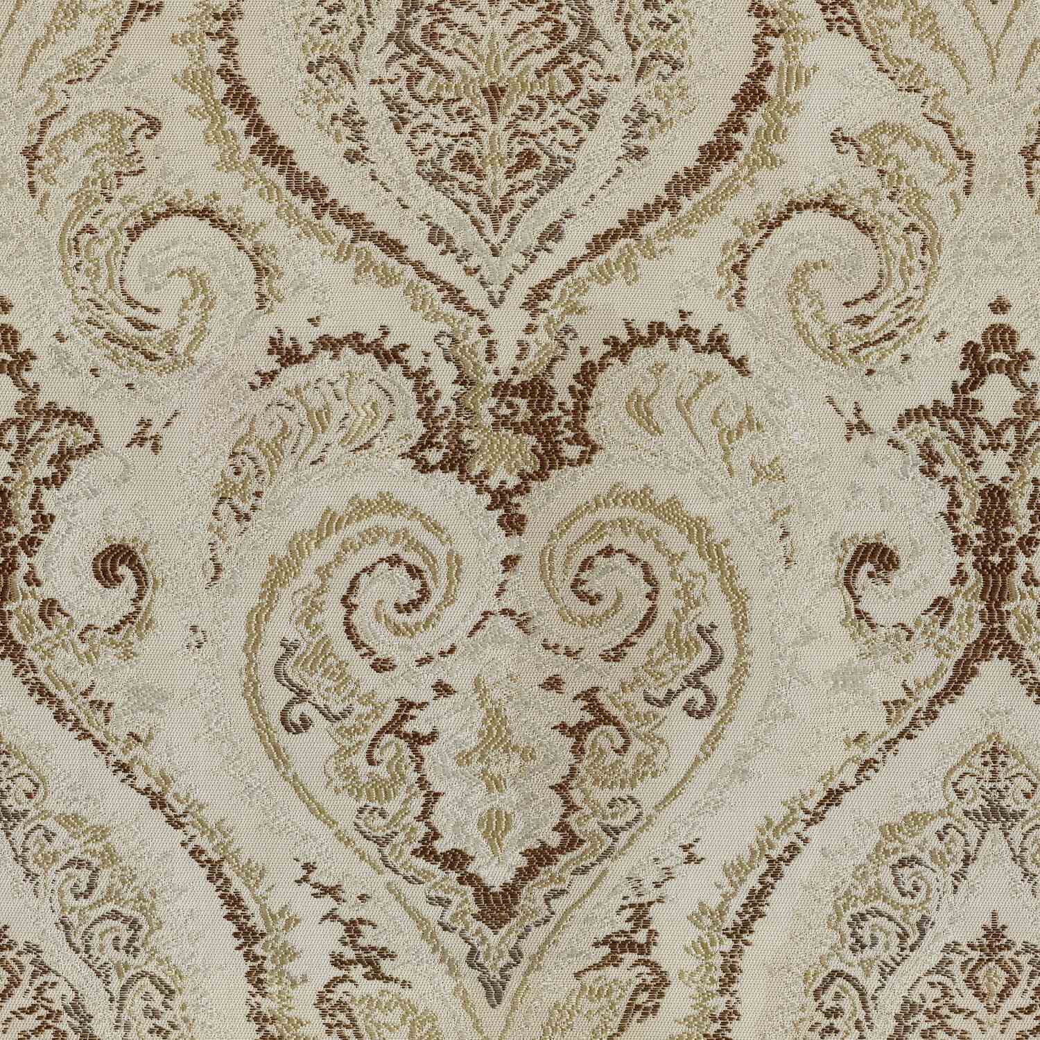 PURE DAMASK BROWN BAZE CURTAIN FABRIC