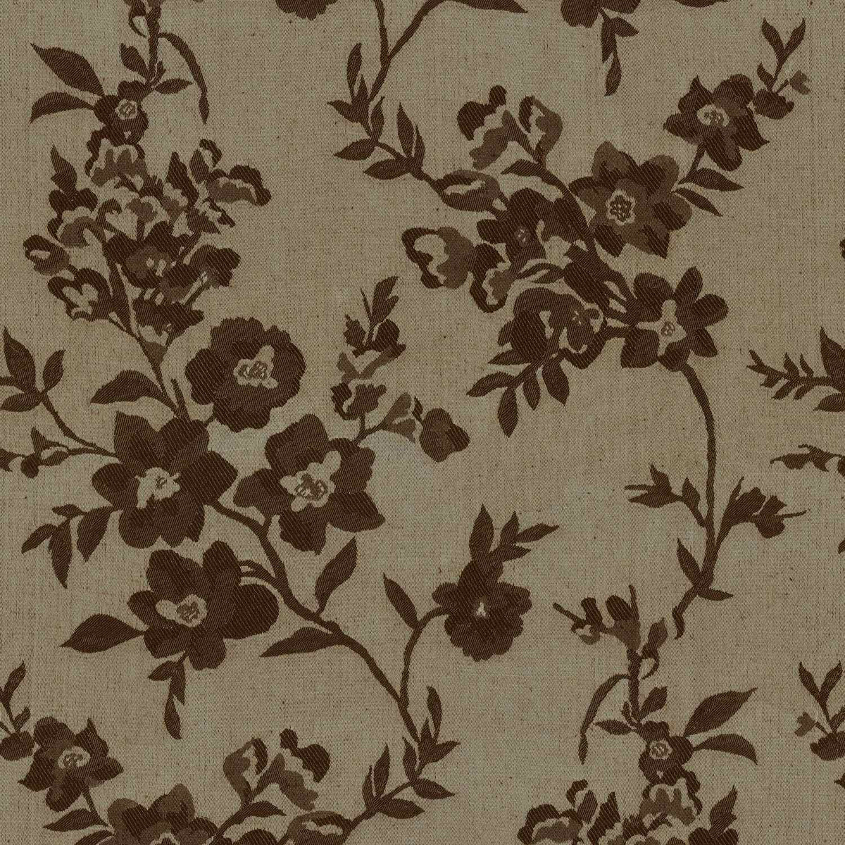 JAGUAR BROWN FLORAL CURTAIN FABRIC