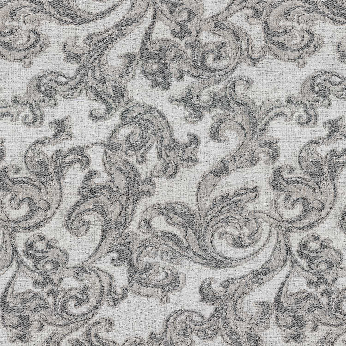 FANCY VOILE DARK GRAY FLORAL CURTAIN FABRIC