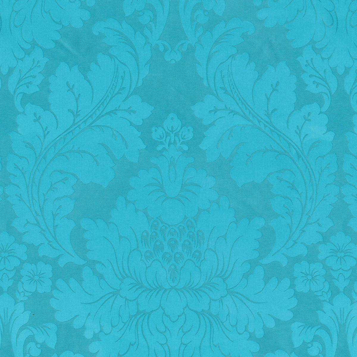 AQUA ENGLISH DAMASK CURTAIN FABRIC