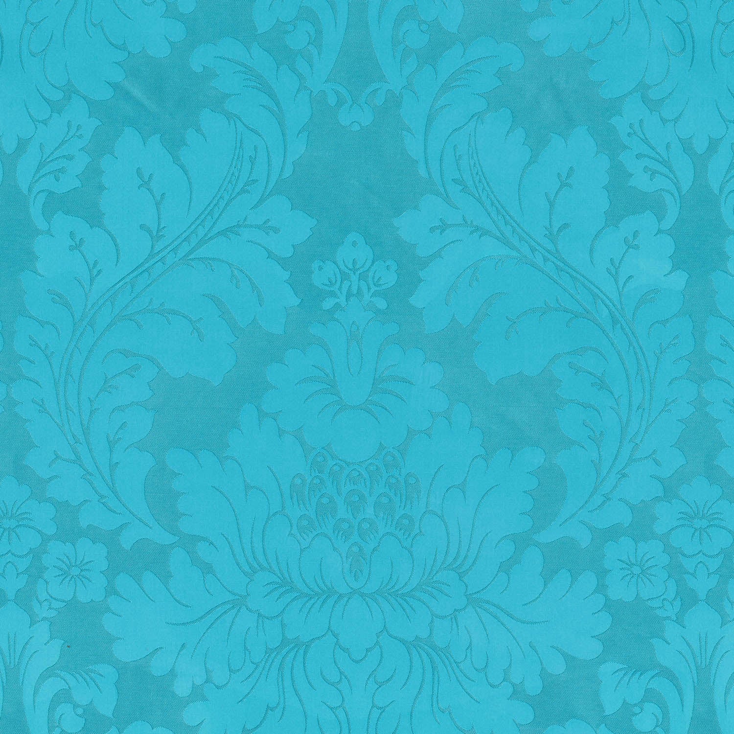 AQUA ENGLISH DAMASK CURTAIN FABRIC