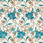 D TURQUISE FLORAL CURTAIN FABRIC