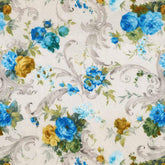 ELVY ROLEX DYED BLUE FLORAL CURTAIN FABRIC