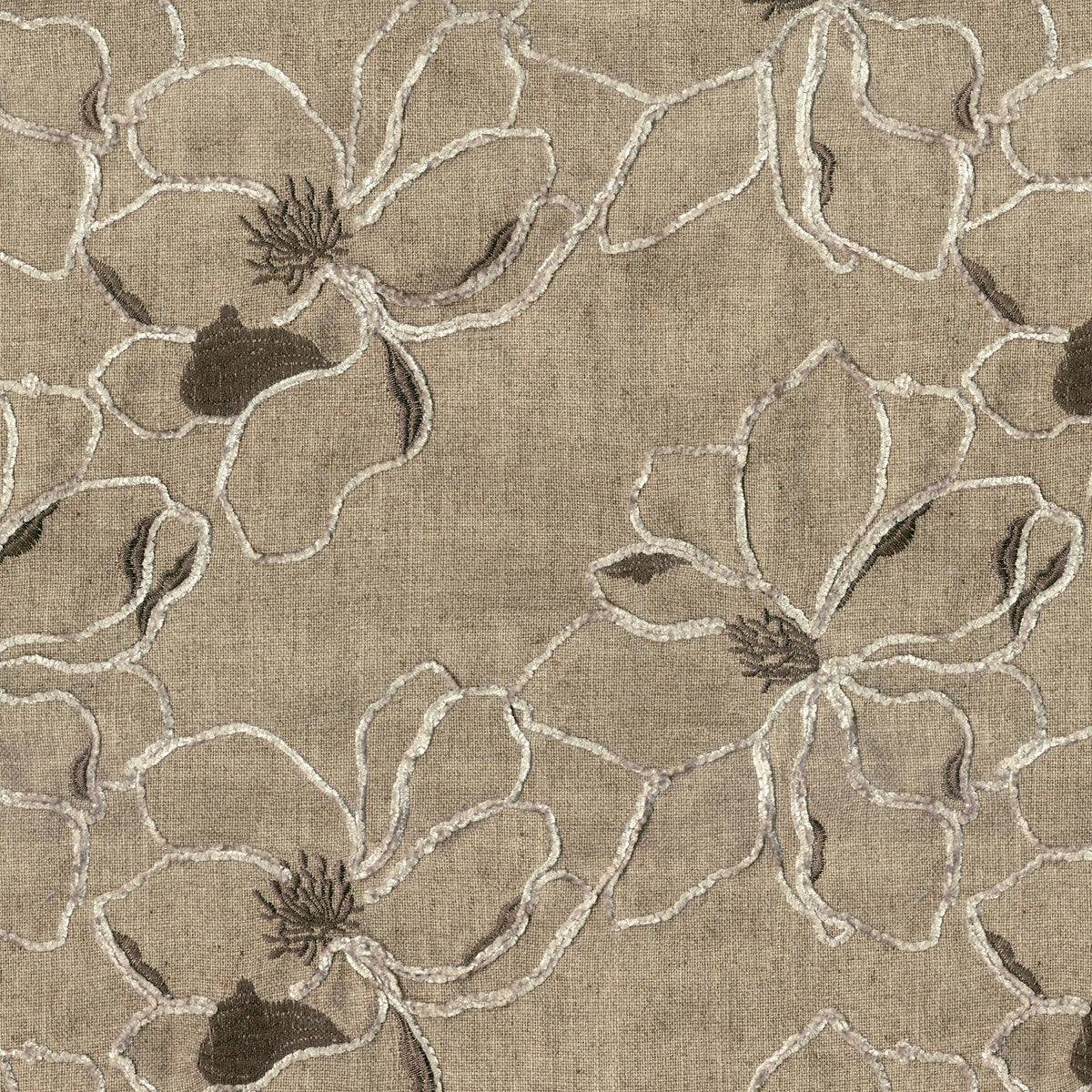 SANDY BROWN FLORAL CURTAIN FABRIC