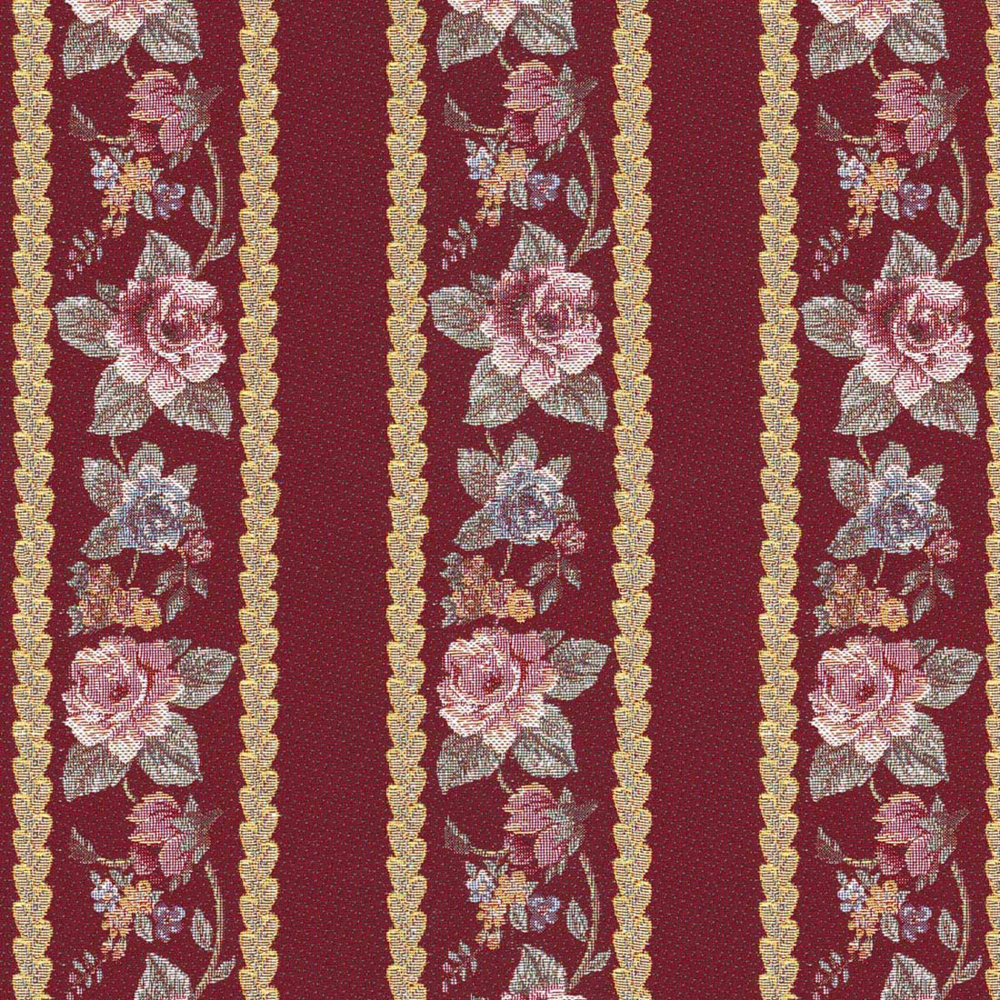 FLOWRENCE STRIPE MAROON FLORAL SOFA FABRIC