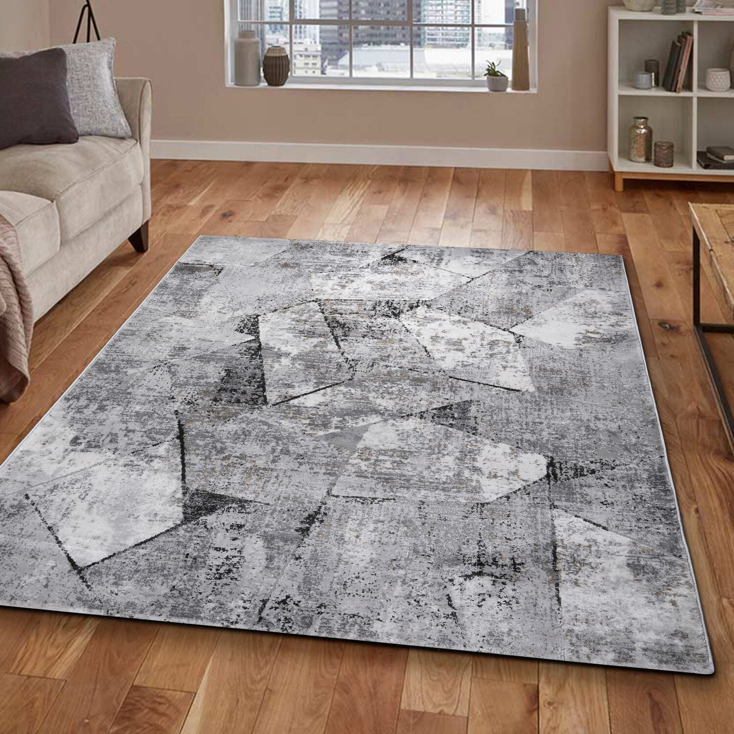 OSLO BEIGE GREY ART DESIGN MODERN CARPET