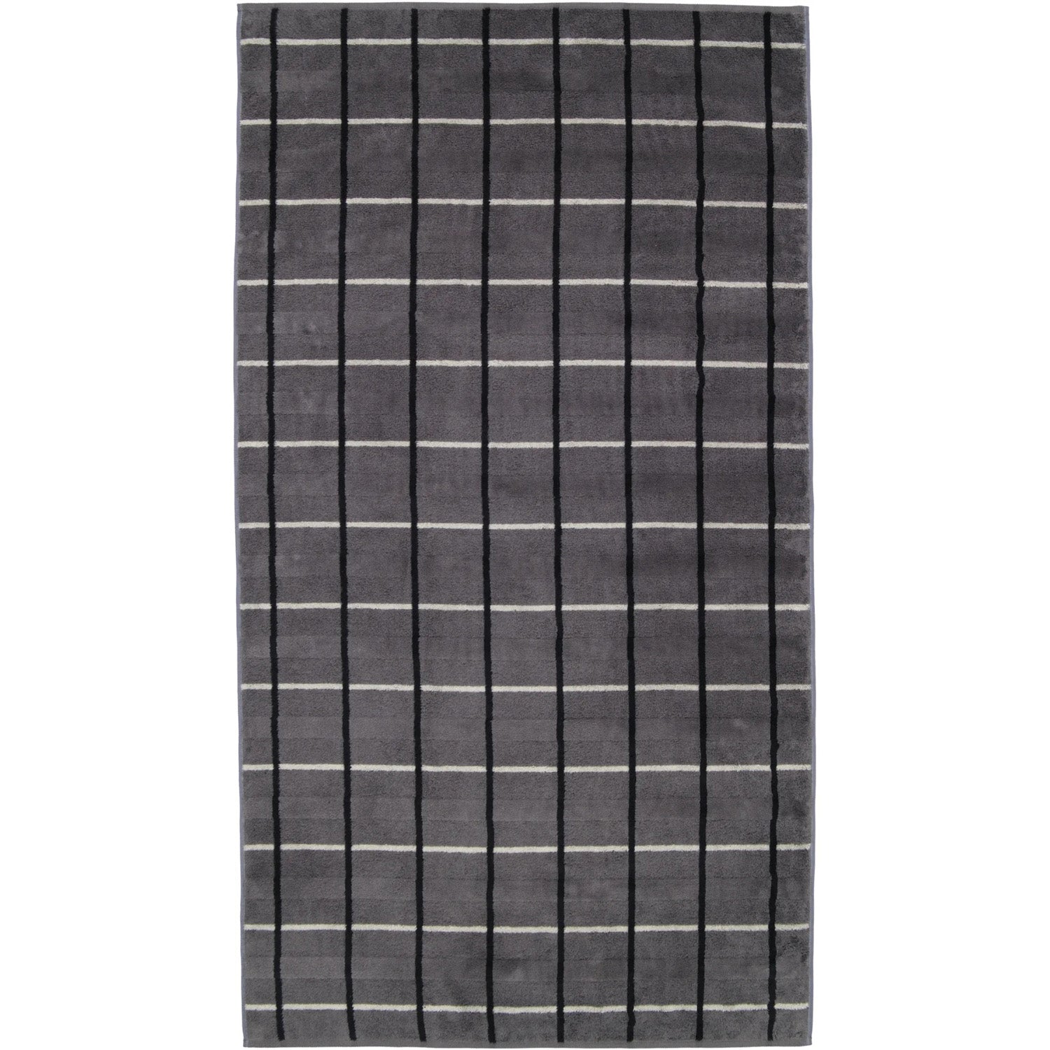 CAWO BLACK CHECK LARGE AND HAND BATH TOWEL