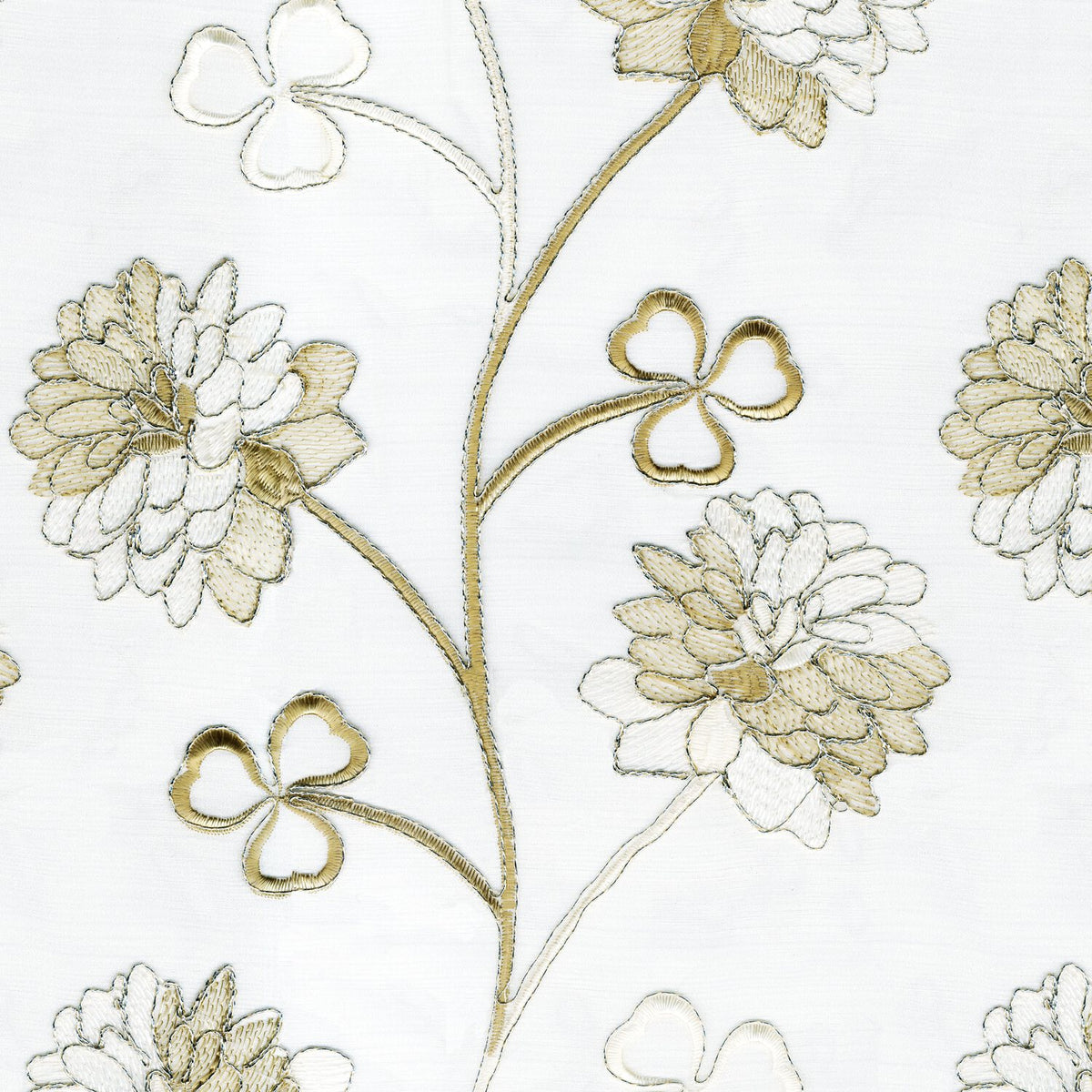 D BEIGE FLORAL PLAIN SHEER FABRIC