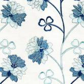 D BLUE FLORAL PLAIN SHEER FABRIC