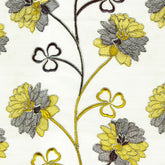 D GOLD YELLOW FLORAL PLAIN SHEER FABRIC