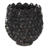 CERAMIC FLORAL POT BROWN HOME ACCESSORIES