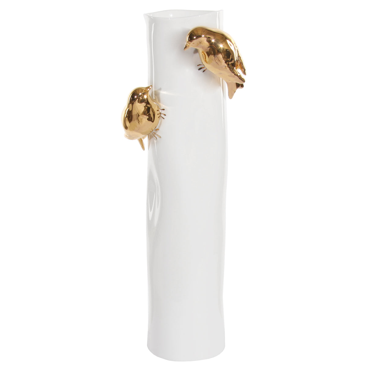 PORCELAINE VASE W/GOLD BIRDS 35CM