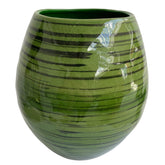 CERAMIC ORGANIC POT SHINY STRIPED GREEN