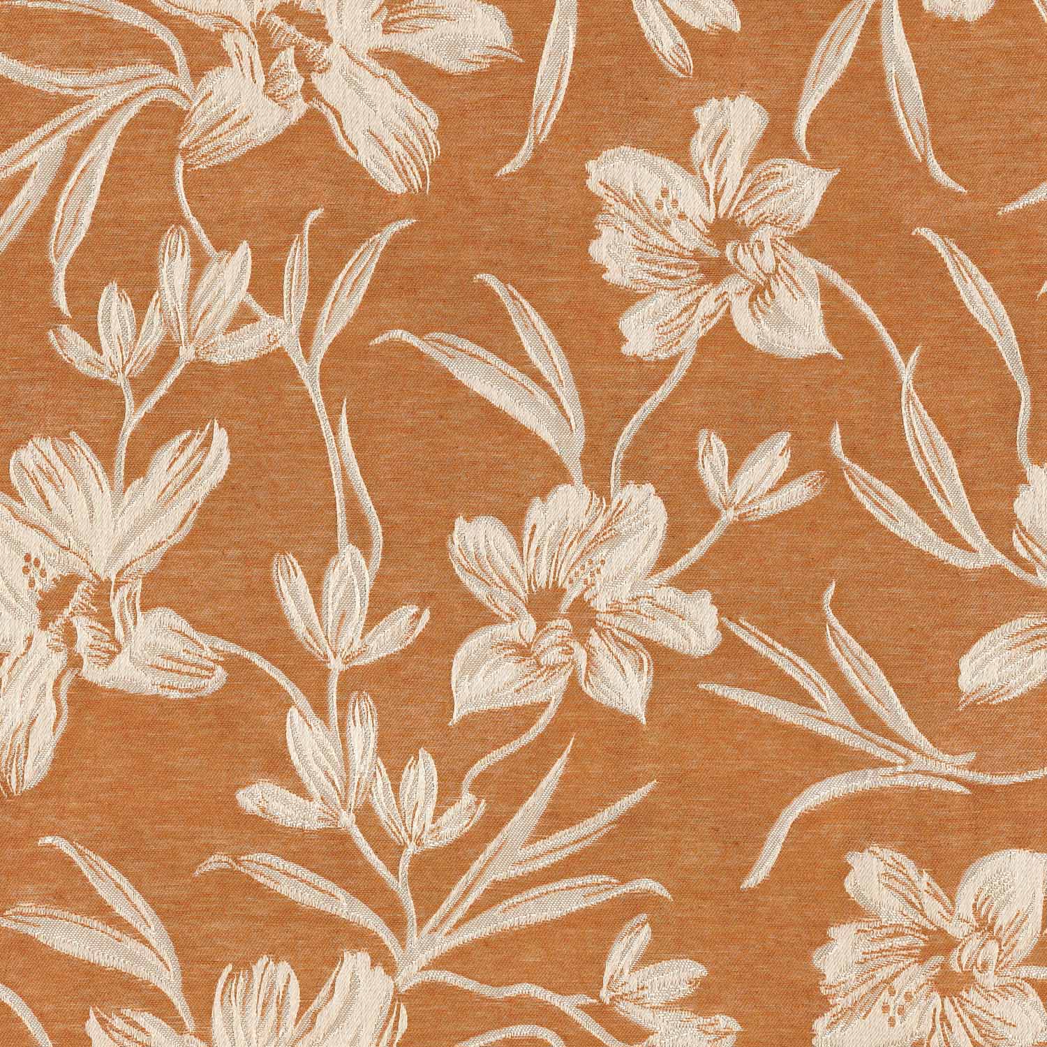 BSL ORANGE FLORAL CURTAIN FABRIC