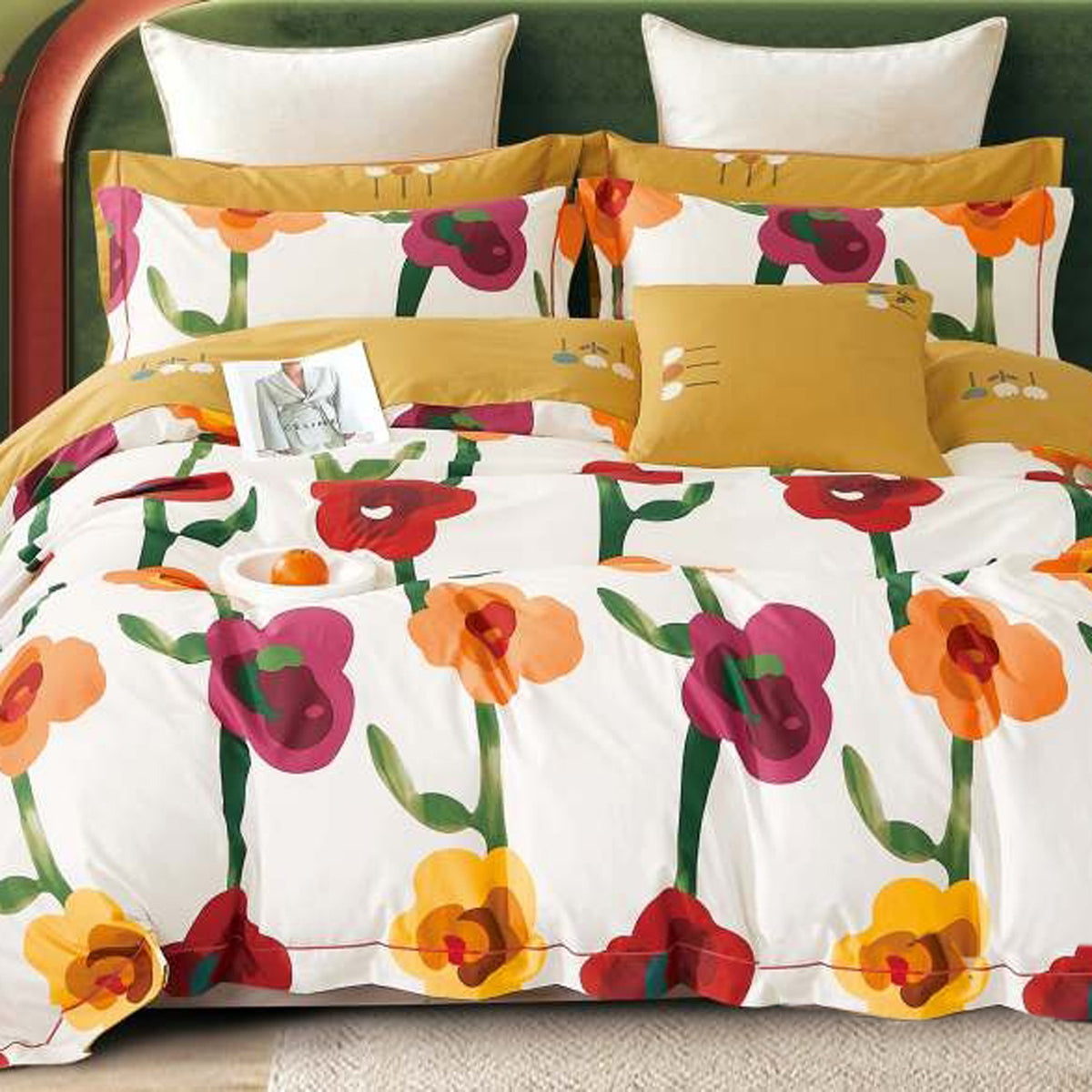 FOUR SEASON XL WHITE MULTICOLOUR FLORAL DOUBLE BEDSHEET