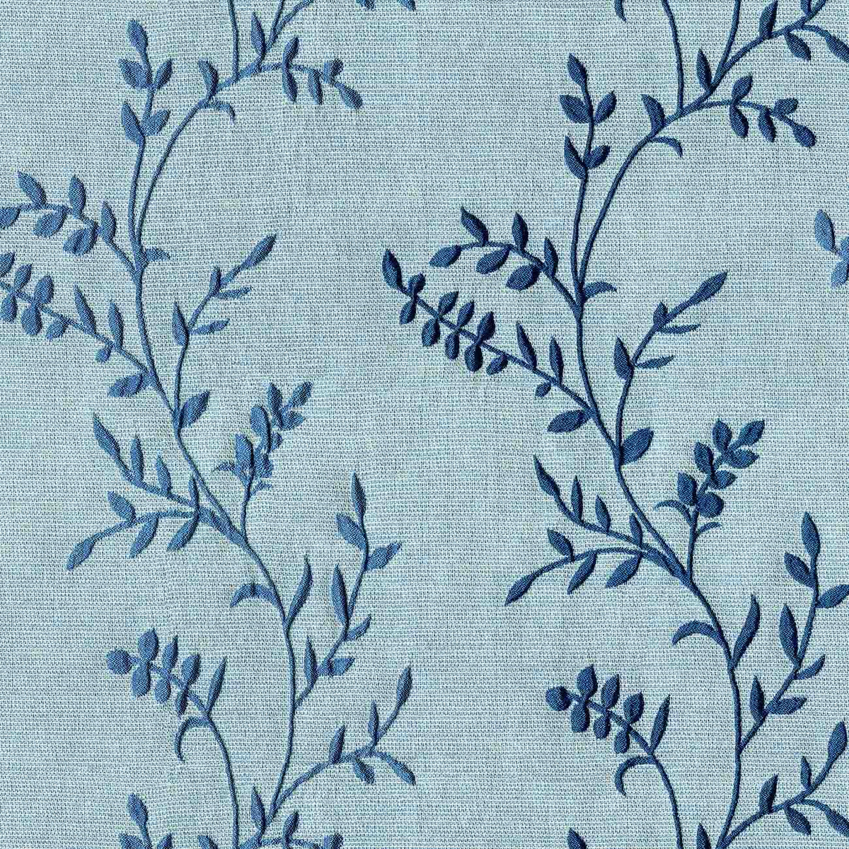 ZIRCON BLUE LEAF CURTAIN FABRIC