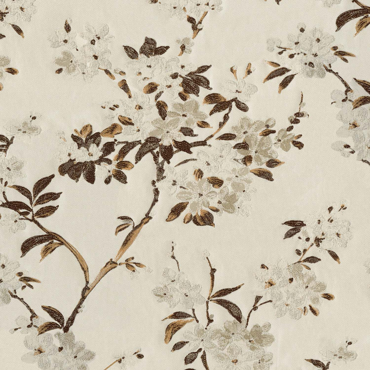 D CREAM BROWN FLORAL SOFA FABRIC