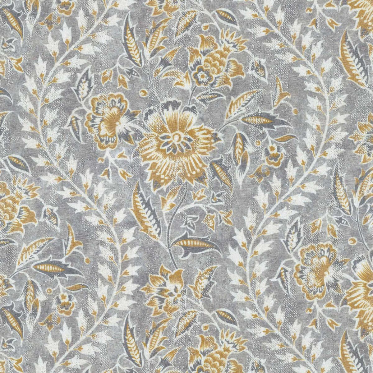 NASHIRA GREY FLORAL CURTAIN FABRIC