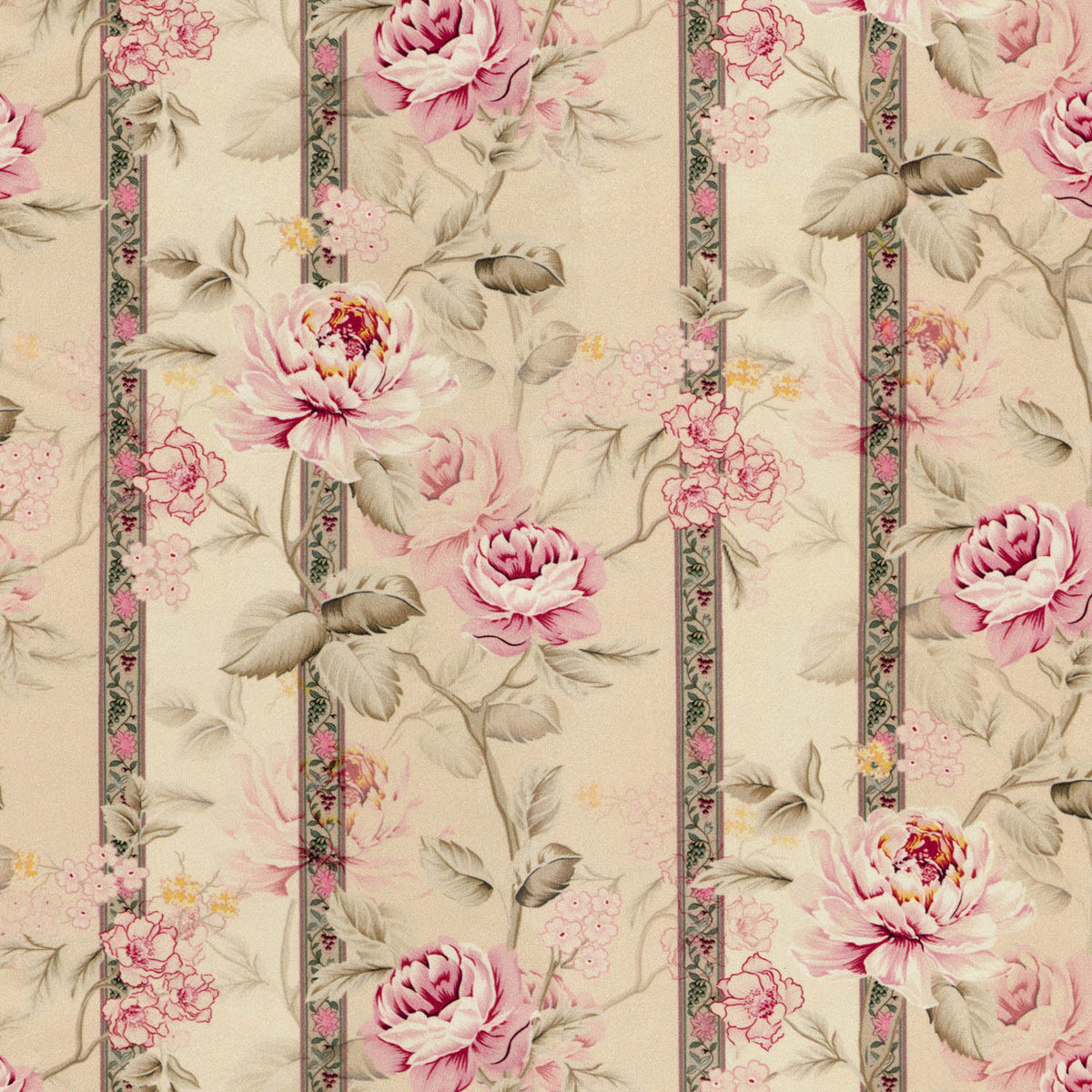 DANCIA STRIPE BEIGE & PINK FLORAL SOFA FABRIC