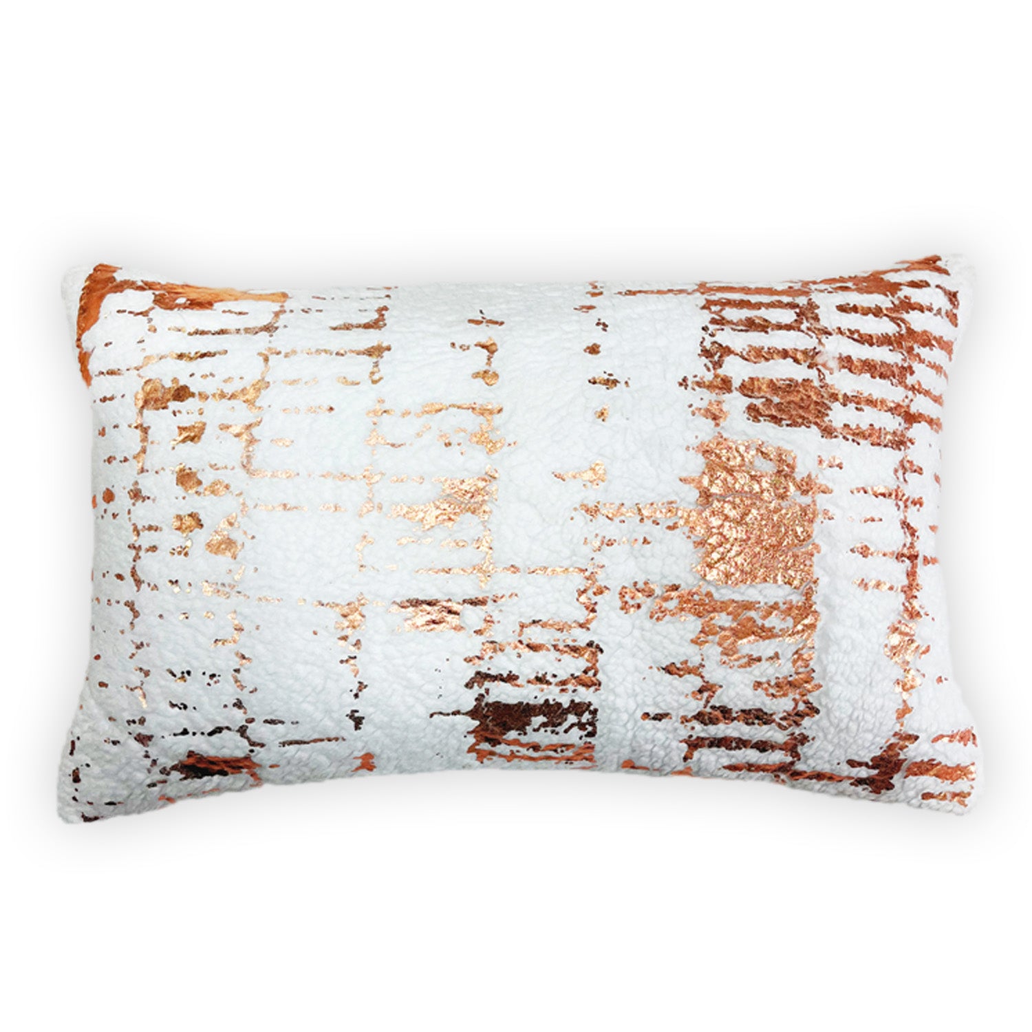 WHITE FEATHER ROSE GOLD FOIL PRINT CUSHION COVER (30X50CMS)