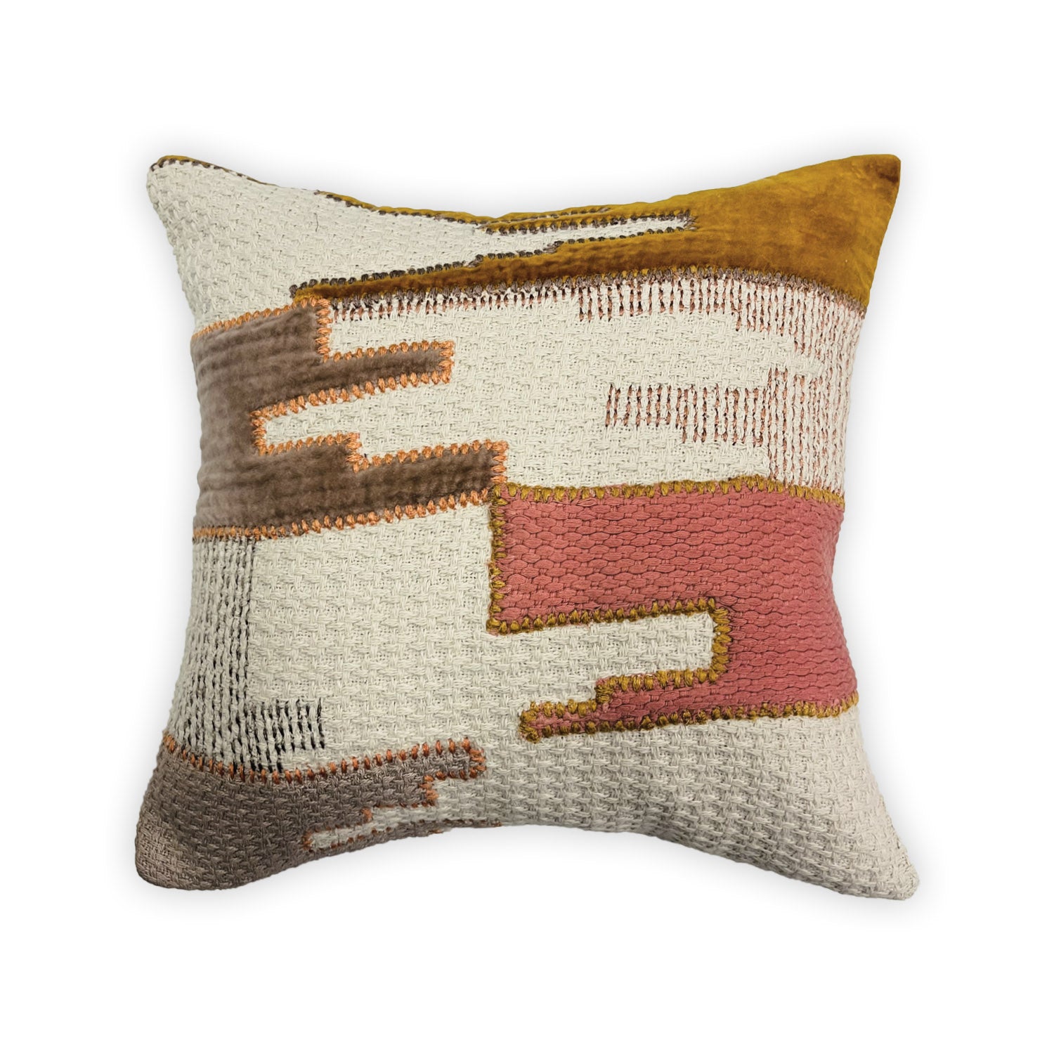 MULTI COLOR COTTON TEXTURE HAND EMBOIDERY CUSHION COVER (40X40CMS)